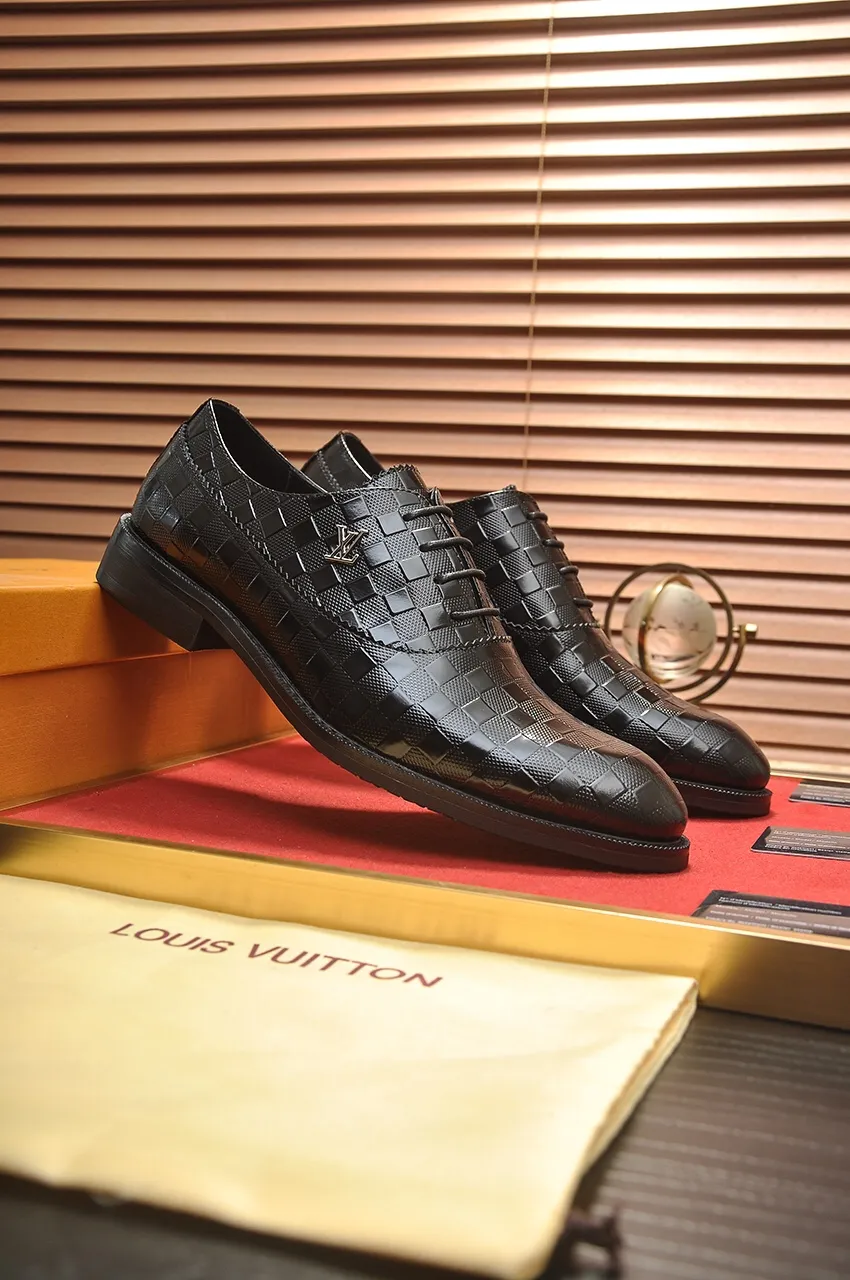 Men's shoes💰460💶【LOUIS VUITTON】(sheepskin lining) new cowhide LV formal shoes🎩🎩❗️🆘made one to one at the counter🎩original quality, imported cowhide upper➕full sheepskin lining➕original rubber outsole, {high quality visible}👣Size: 38-45 (45 custom-made)